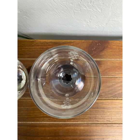 Pair of Vintage Etched Grapevine Wine Glasses with Purple Crafted Stems - Picture 4 of 5